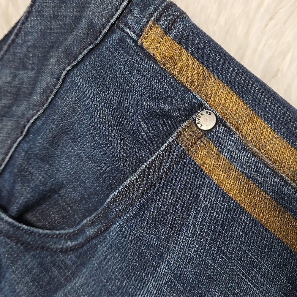 Level 99 Blue Tudexo Striped High-Rise Skinny Jeans Size 30 - Picture 3 of 16